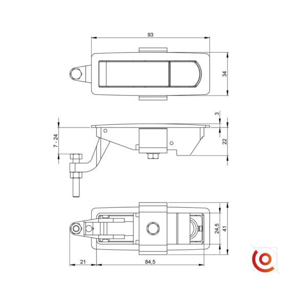 fermoire à rabat LG-2495s dessin technique