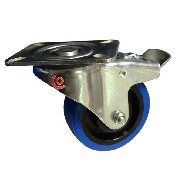 Roulette renforcée bleue pivotante avec frein diamètre 100 mm 0095450600