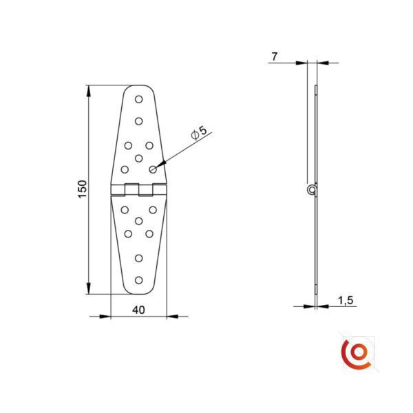 Charnière petit modèle 150 x 40 mm – Image 4