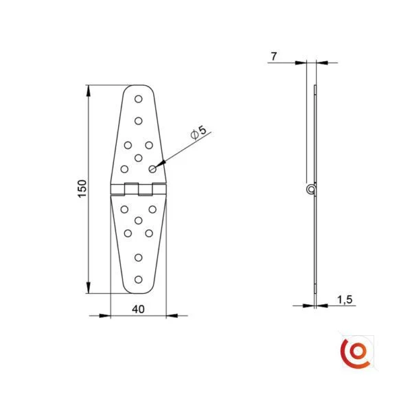 Charnière petit modèle 150 x 40 mm – Image 4
