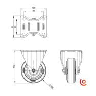 Roulette fixe diamètre 100 mm 37022 dessin technique