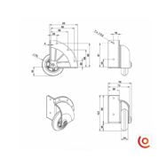 Roulette d'angle 75 mm de surface 37500S dessin technique