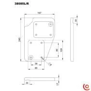 Platine pour roulettes en polyamide (partie Droite) 38085R dessin technique