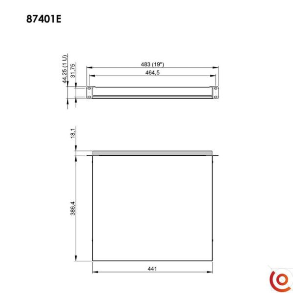 Tiroir Rackable acier 1U 87401E dessin technique