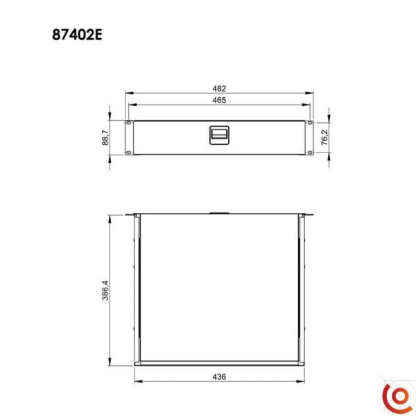 Tiroir rackable 19 pouces 2U 87402E dessin technique