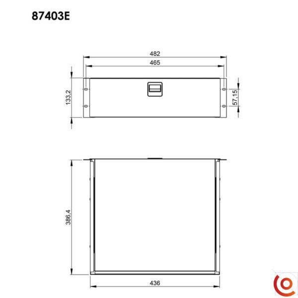 Tiroir rackable 19 pouces 3U 87403E dessin technique