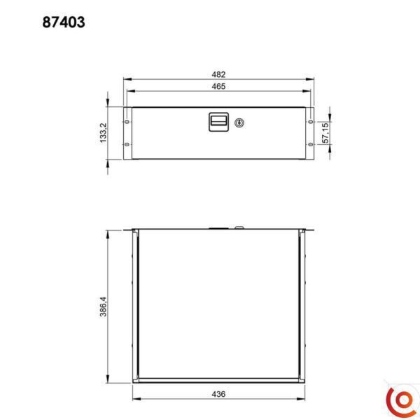 Tiroir rackable 19 pouces 3U 87403 dessin technique