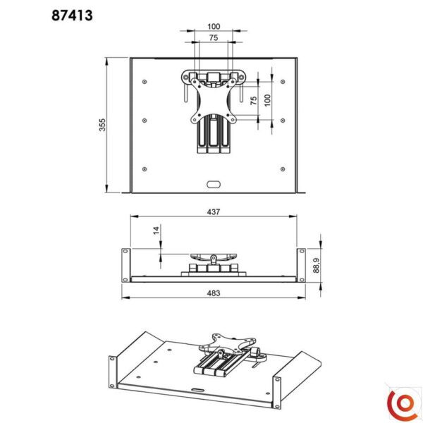 Tiroir rackable pour écrans LCD 87413 dessin technique