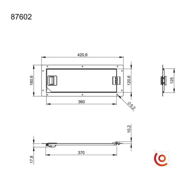 Porte de service pour rack 19 Hauteur : 16 cm 87602 dessin technique