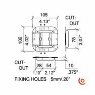 Arrêtoir de couvercle medium avec passage de profilé D0597z dessin technique