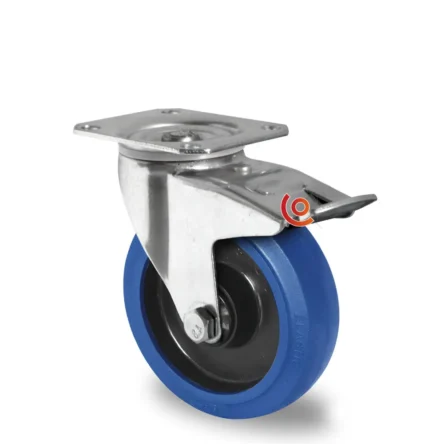 Roulette bleue pivotante avec frein diamètre 100 mm 95878200 