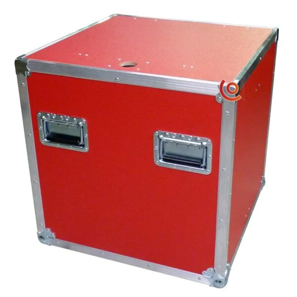 flight case capot plat contreplaqué film pvc vinyle rouge 600 x 600 x 600 mm
