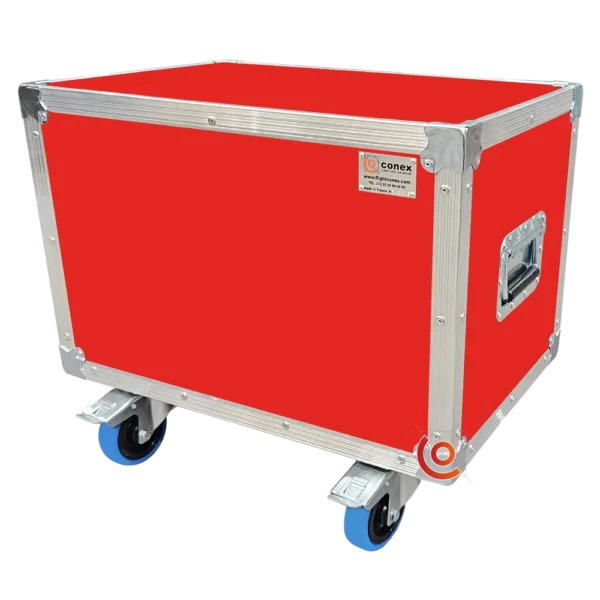 flight case à capot plat 600 x 400 x 400 mm contreplaqué rouge