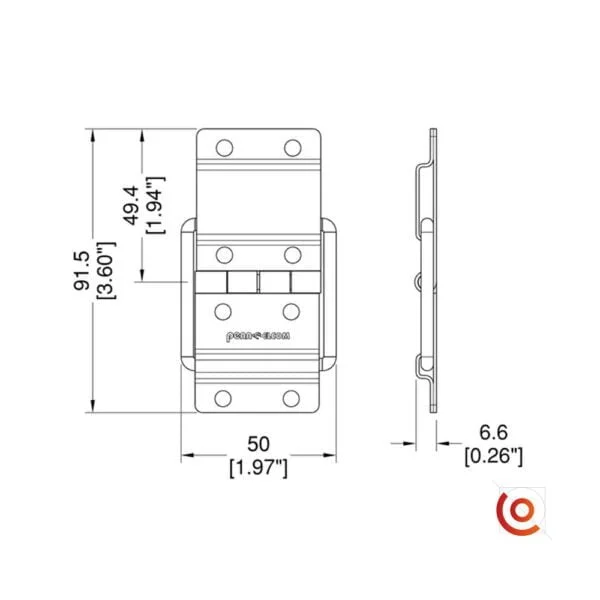 Charnière stop grand modèle P1995ez dessin technique