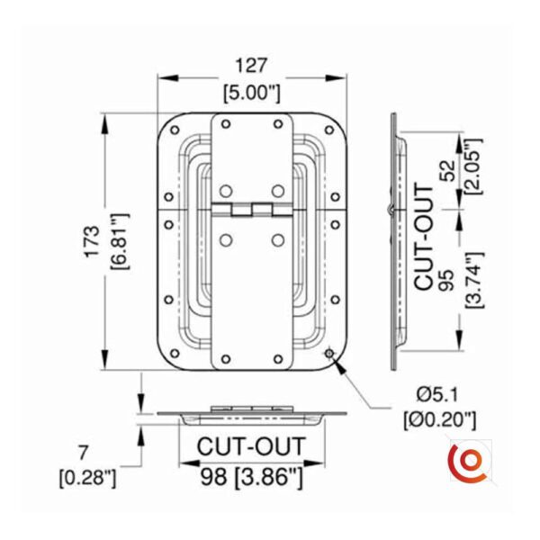 Arrêtoir de couvercle grand modèle renforcée P2558z dessin technique