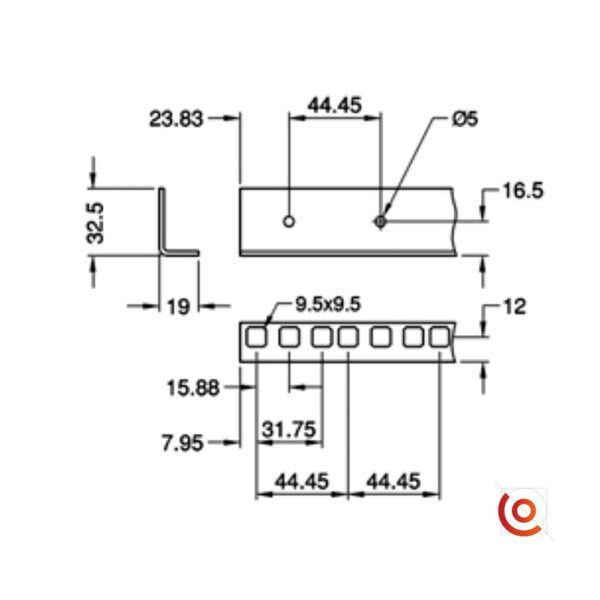 Profilés de rack acier simple et double r0863 / rg-6145 dessin technique