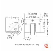 Roulette encastrée en plastique diamètre 50 mm W2001 dessin technique