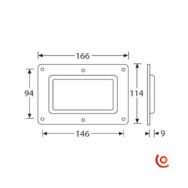 Cuvette avec fenêtre pour scan de code-barres D2501pw dessin technique