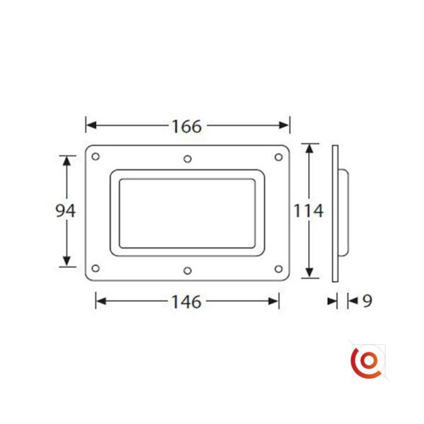 Cuvette avec fenêtre pour scan de code-barres D2501pw dessin technique