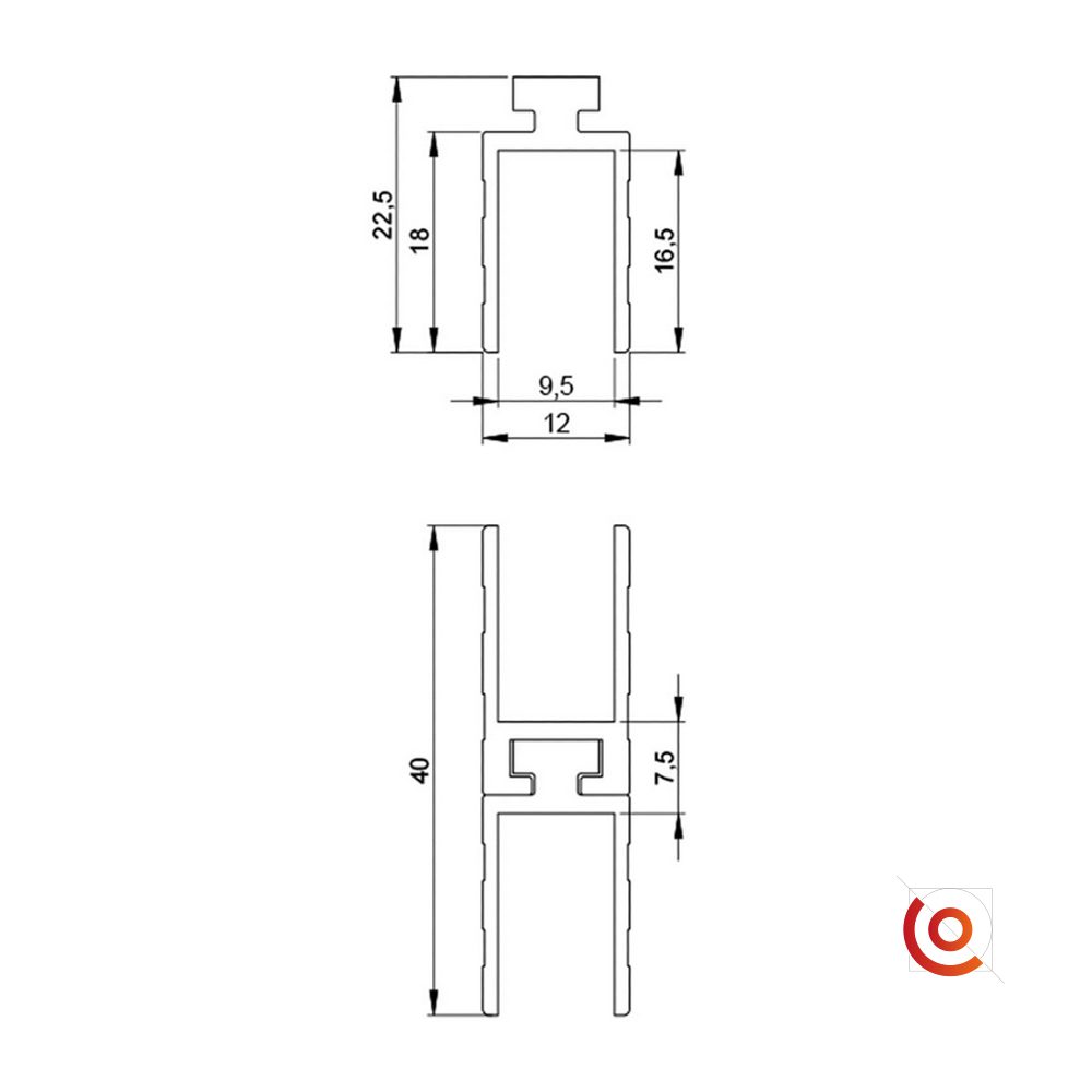 Lot de profilé aluminium glissière mâle et femelle