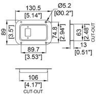 Cuvette percée pour 1 connecteur IECC secteur D0941-10 dessin technique