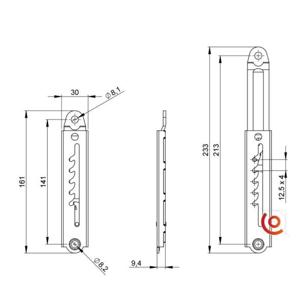 crémaillère 5 points d'accroche pour capot deflight case 8734 adam hall plan technique