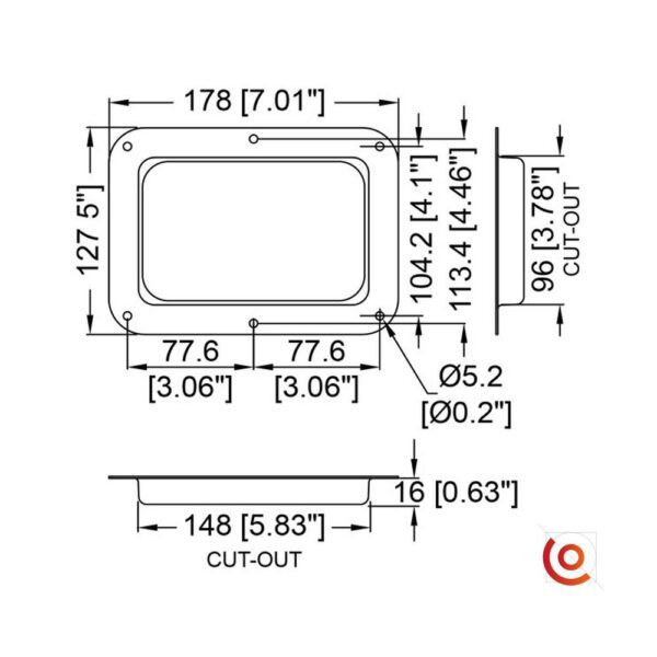 Cuvette vierge grand modèle D2101z dessin technique