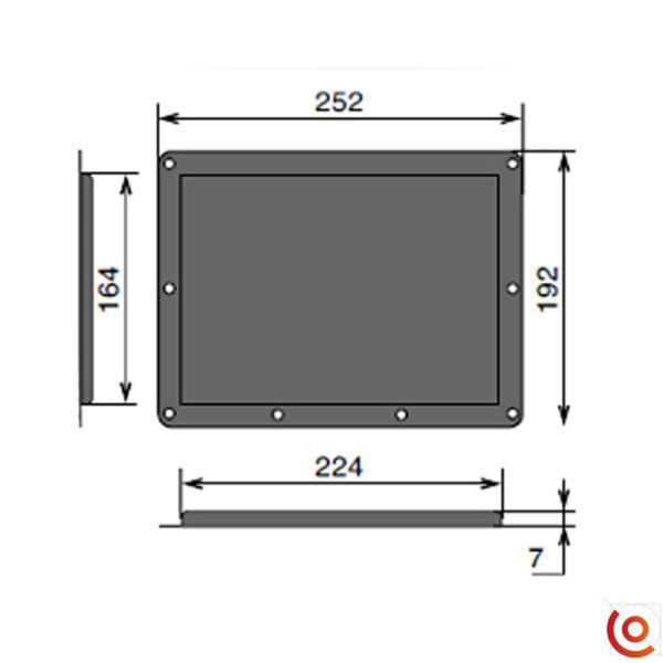 Cuvette métal noire pour étiquette adhésive réinscriptible D2116k dessin technique