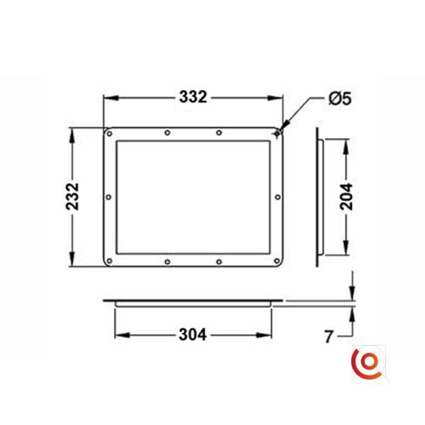 Cuvette métal gris pour étiquette adhésive réinscriptible D2117z dessin technique