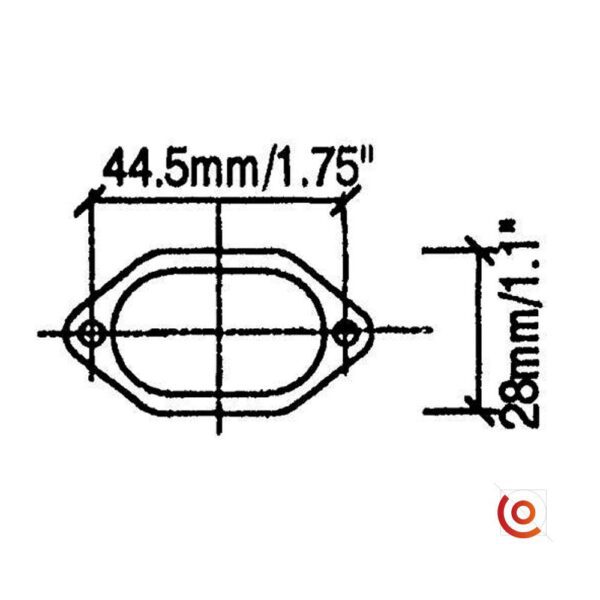 Pied métallique 2 trous F0690z dessin technique