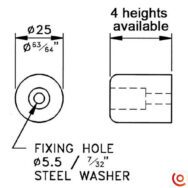 Pied caoutchouc 25x15 mm F1692 dessin technique