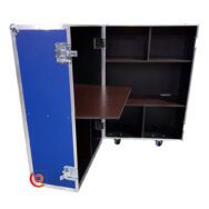 Flight case bureau mobile bleu