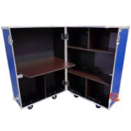 Flight case bureau mobile bleu