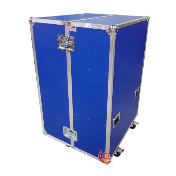 Flight case bureau mobile bleu