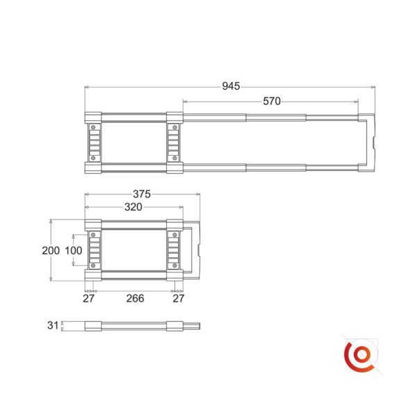 Poignée télescopique trolley HG-4082 dessin technique