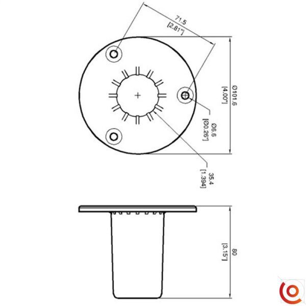 Support pour pieds d'enceinte en acier M1557 dessin technique