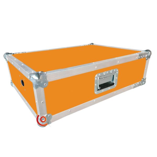 flight case 4U rack 19 pouces 1 porte orange petit prix capot plat sans roulette