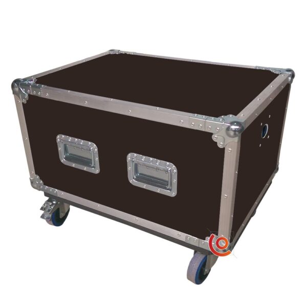 flight case 6U rack 19 pouces 1 porte brun petit prix capot plat avec roulettes