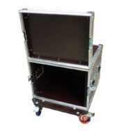 flight case 9U rack 19 pouces 1 porte marron petit prix avec roulettes