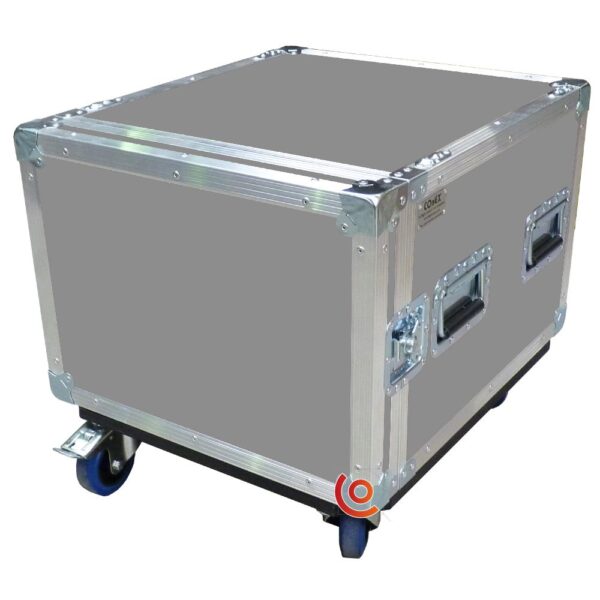 flight case 9U rack 19 pouces 1 porte gris petit prix avec roulettes