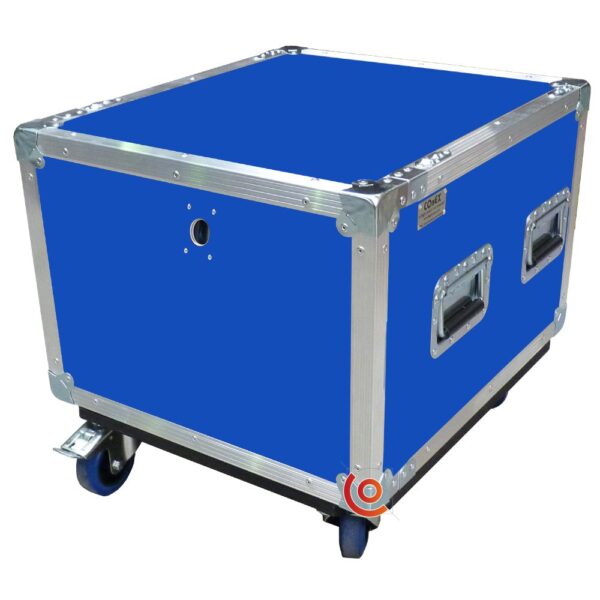 flight case 9U rack 19 pouces 1 porte bleu petit prix capot plat