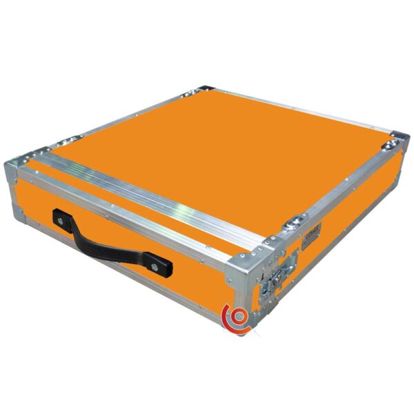 flight case 2U rack 19 pouces 1 porte orange petit prix sans roulette