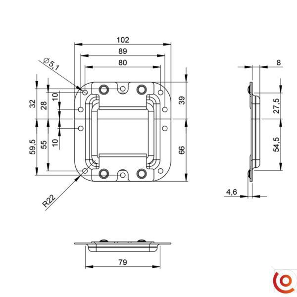 Arrêtoir de couvercle avec P.P grand modèle 27083 dessin technique