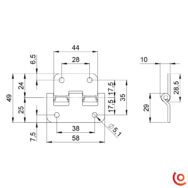 Charnière dégondable grand modèle 2251 dessin technique