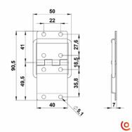Charnière à butée grand modèle 2524 dessin technique