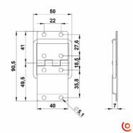 Charnière à butée grand modèle 2524 dessin technique