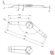 Charnière compas d’arrêt petit modèle 2701 dessin technique