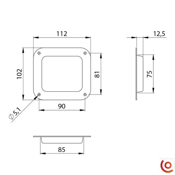 Cuvette métallique pour connecteur 38080 dessinn technique