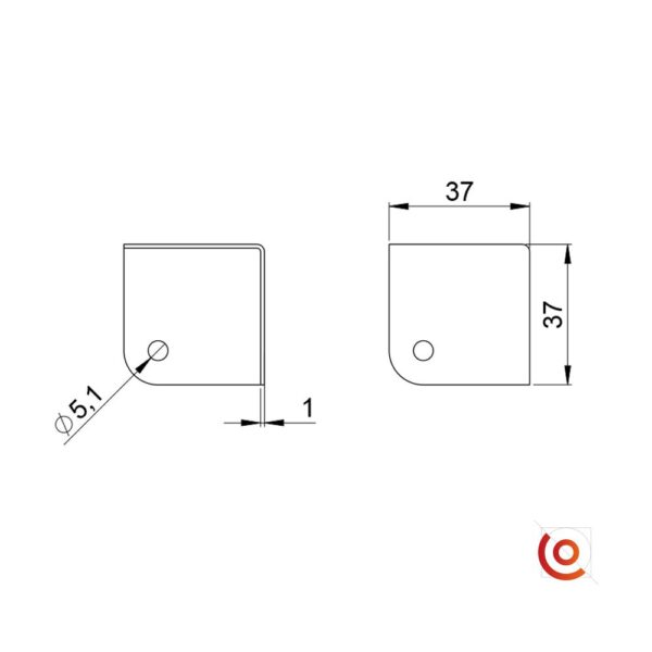 Coin plat acier petit modèle dessin technique