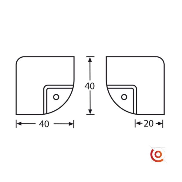 Coin plat petit modèle Chromé avec P.P. dessin technique